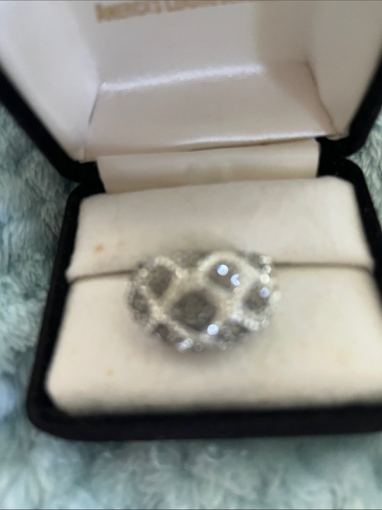 Jewelry - Silver-Tone Crystal Dome Ring - Sparkling White Accent